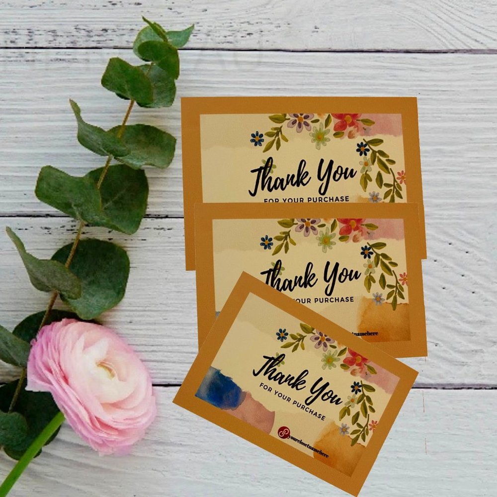 Colored Floral 100 Thank You Customer Card - Picture 2 of 11